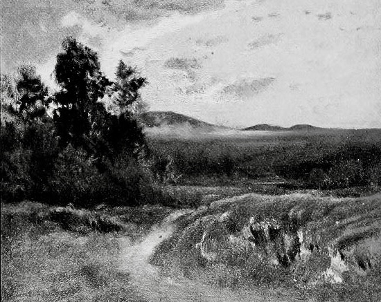 "How bright the sunset glory lies!" Illustration by William Keith